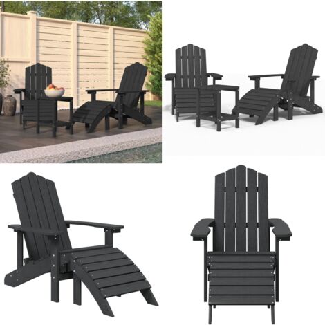 KINGYES Adirondack Klappstuhl Aus HDPE – Wetterbeständiger Outdoor-Sessel, Faltbar, Für Terrasse & Garten, Schwarz