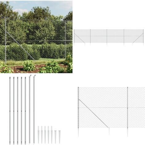 Maschendrahtzaun mit Bodenhülsen Silbern 1,8x10 m Maschendrahtzaun
