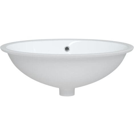 Dcolora Unterbau-Waschbecken Oval - 46,7x38,1cm Weiß Porzellan Keramik