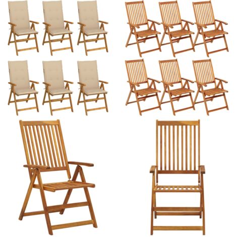 Klappbare Gartenstühle 6 Stk. mit Auflagen Massivholz Akazie - Holz Gartenstühle - Gartenmöbel Set - Outdoor Möbel - Balkonmöbel - Terrassenmöbel - Home & Living (1/5)