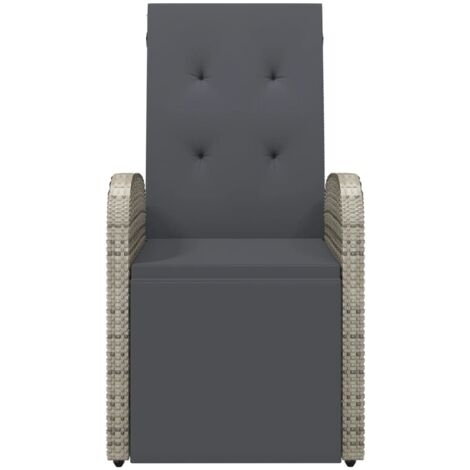GartenLiegestühle mit Kissen 2 Stk. Grau Poly Rattan Gartenstuhl
