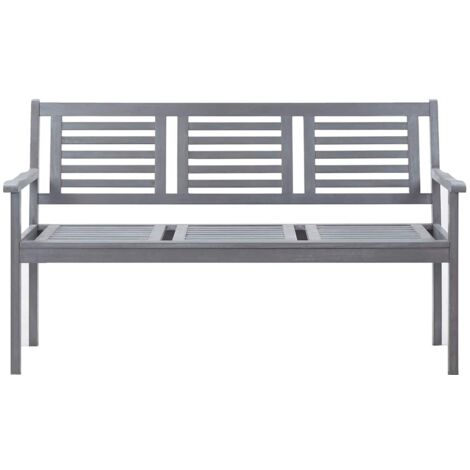 3SitzerGartenbank mit Auflage 150 cm Grau Eukalyptusholz