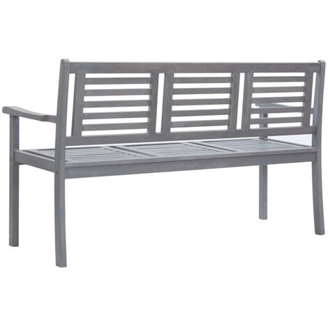 3SitzerGartenbank mit Auflage 150 cm Grau Eukalyptusholz