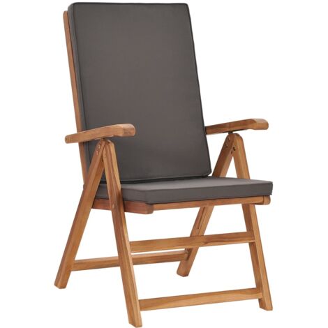 GartenLiegestühle 2 Stk. mit Auflagen Massivholz Teak Grau
