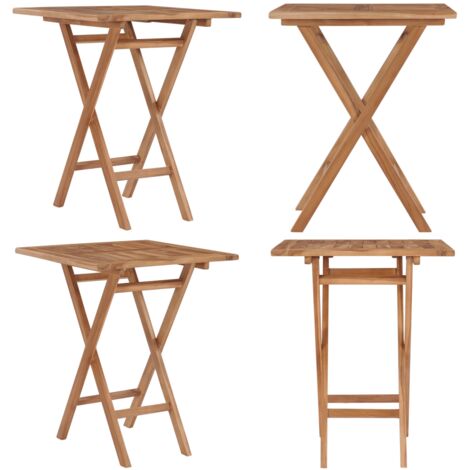 Klappbarer Gartentisch 60×60×75 cm Teak Massivholz Gartentisch