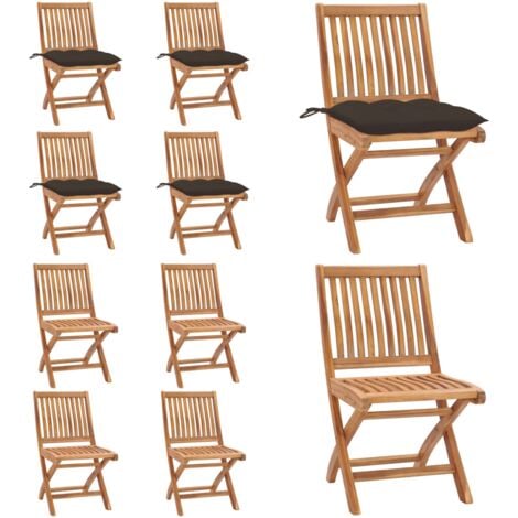 Klappbare Gartenstühle mit Kissen 4 Stk. Massivholz Teak Gartenstuhl