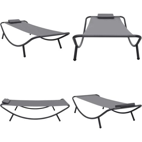 Gartenbett Grau 200×90 cm Stahl LoungeBett LoungeBetten Home