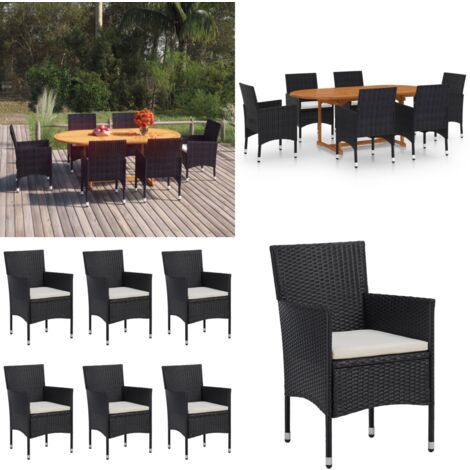 7tlg. GartenEssgruppe Poly Rattan Schwarz GartenEssgruppe Garten