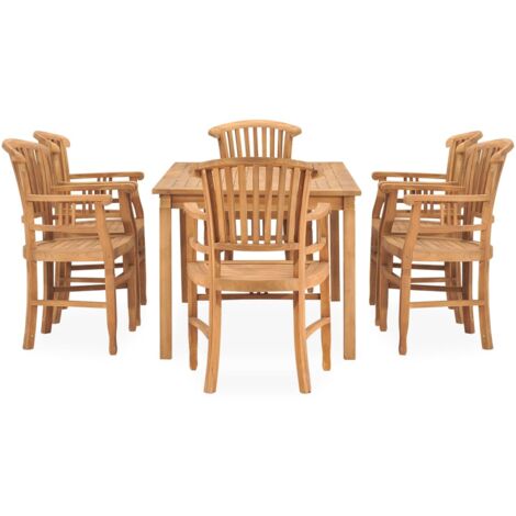7tlg. GartenEssgruppe Massivholz Teak Gartenmöbel Set Esstisch