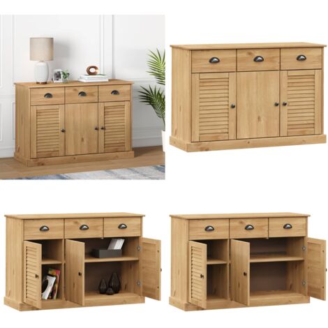 Willood Sideboard VIGO 113cm - Massivholz Kiefer Weiß Mit Schubladen