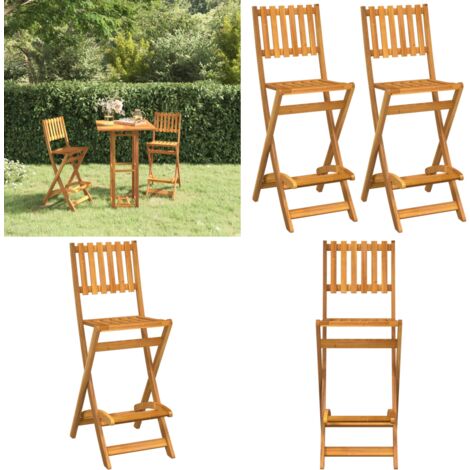 GartenBarhocker 2 Stk. Klappbar Massivholz Akazie Gartenhocker