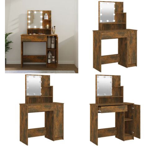 Schminktisch mit LED Räuchereiche 86,5x35x136 cm - Schminktisch - Schminktische - Home & Living (1/5)