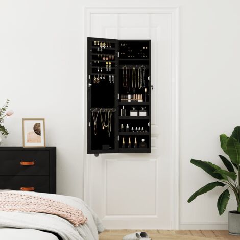 SONGMICS Sieradenkast, spiegelkast, wandkast, afsluitbare wandkast, ruimtebesparende sieradenhouder, wit JBC51W SONGMICS Sieradenkast, spiegelkast, wandkast, afsluitbare wandkast, ruimtebesparende sieradenhouder, wit JBC51W