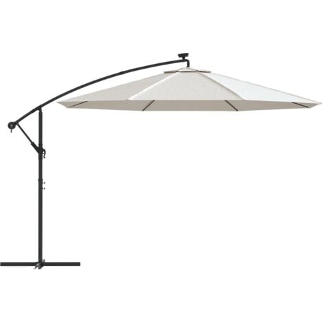 Ampelschirm mit LEDLeuchten und MetallMast 350 cm Sandfarben