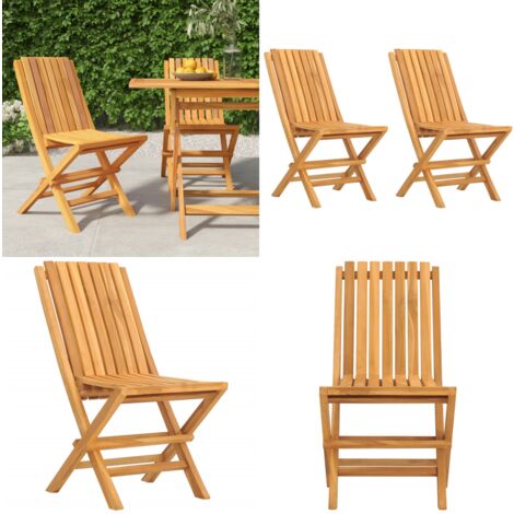 Gartenstühle 2 Stk. Klappbar 47x47x89 cm Massivholz Teak Holz