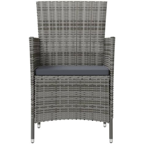 Produktbild von Garten-Essstühle 2 Stk. Poly Rattan Grau - Gartensessel