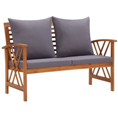 Gartenbank mit Kissen 119 cm Massivholz Akazie Gartenbank Holzmöbel