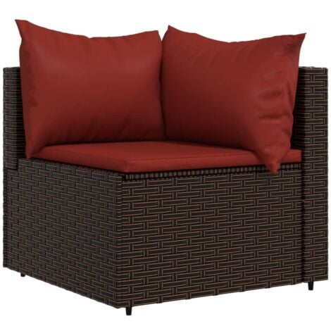 GartenEcksofa mit Kissen Braun Poly Rattan Outdoor Möbel