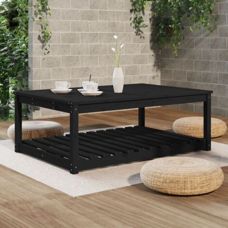 Gartentisch Schwarz 121x82,5x45 cm Massivholz Kiefer Gartentisch