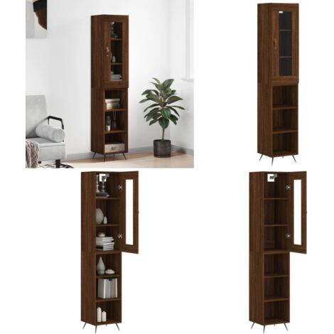 QJBSAVVA Highboard Schwarz Eichen-Optik 34,5x34x180 Cm Holzwerkstoff
