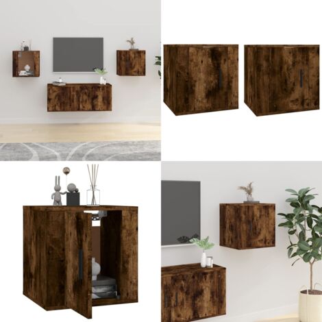 TV-Wandschränke 2 Stk. Räuchereiche 40x34,5x40 cm - TV Schrank - Wandregal - Wohnwand - Regal - Fernsehschrank - Home & Living (1/5)