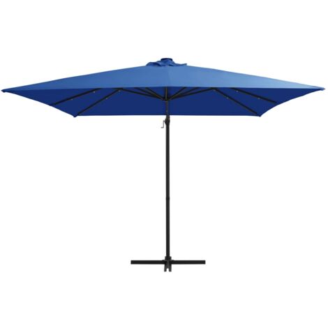 Ampelschirm mit LEDBeleuchtung StahlMast 250x250 cm Azurblau