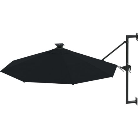 Sonnenschirm zur Wandmontage mit LEDs 300 cm Schwarz Wand