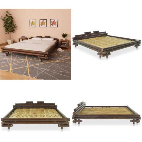 Massivholzbett 160x200 Bambus-Lounge Bettrahmen Koh Tao  160x200 Cm  Doppelbett Im Kolonialstil Aus Bambus