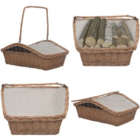 Produktbild von Holzkorb Mit Tragegriffen 56x40x28 Cm Natur Weide - Kaminholzkorb - Holzkorb - Weidenkorb