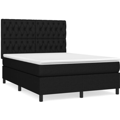 Boxspringbett mit Matratze Schwarz 140x190 cm Stoff