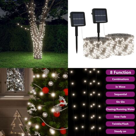 SolarLichterkette 2 Stk. 2x200 LED Kaltweiß Innen Außen Solarleuchte