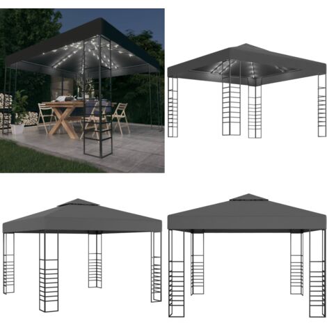 Gartenzelt mit LEDLichterkette 3x3 m Anthrazit Pavillon