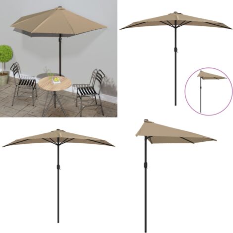 BalkonSonnenschirm mit AluMast Taupe 270x144 cm Halbrund