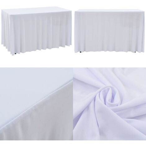 Spandex-Tischdecke Mit Rock – 2 Stück, 244x76x76 Cm, Marineblau, Dehnbar, Für Rechteckige Tische