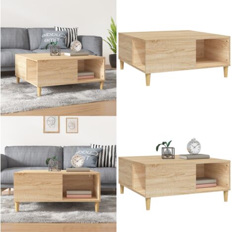 UTSRABFA Couchtisch Sonoma-Eiche 80x55x40cm - Stilvoller Wohnzimmertisch Mit Verstecktem Stauraum