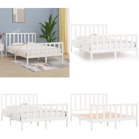 Refined Massivholzbett 140x200 Cm Weiß - Doppelbett Mit 4 Schubladen & Lattenrost