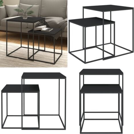 Couchtisch-Set 2-tlg. Holzwerkstoff und Metall - Couchtisch - Holztisch - Esszimmertisch - Wohnzimmerdeko - Sideboard - Home & Living