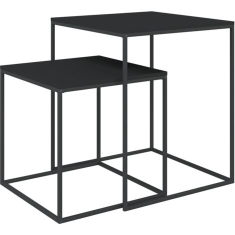 Couchtisch-Set 2-tlg. Holzwerkstoff und Metall - Couchtisch - Holztisch - Esszimmertisch - Wohnzimmerdeko - Sideboard - Home & Living