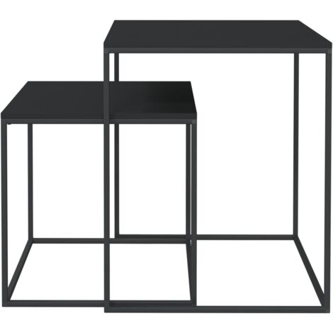 Couchtisch-Set 2-tlg. Holzwerkstoff und Metall - Couchtisch - Holztisch - Esszimmertisch - Wohnzimmerdeko - Sideboard - Home & Living