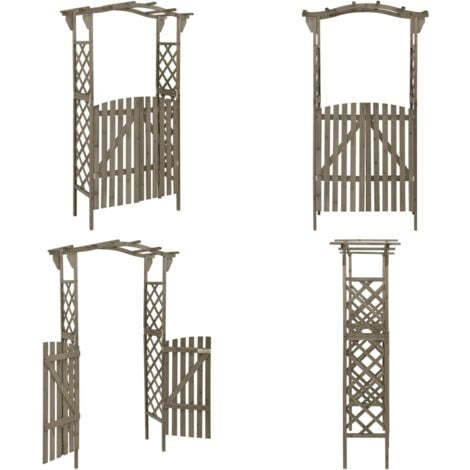 Pergola mit Tor 116x40x204 cm Grau Massivholz Tanne Pergola