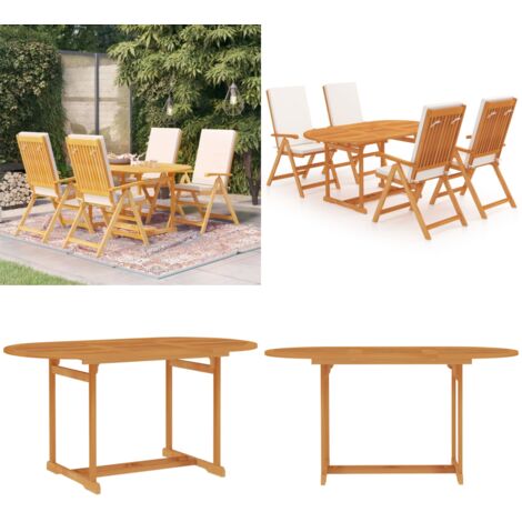 5tlg. GartenEssgruppe mit Kissen Massivholz Teak GartenEssgruppe