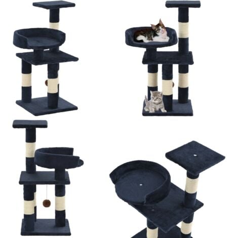 Katzen-Kratzbaum mit Sisal-Säulen 65 cm Blau - Katzen Kratzbaum - Sisalsäule - Kletterbaum - Katzenmöbel - Katzenturm - Home & Living