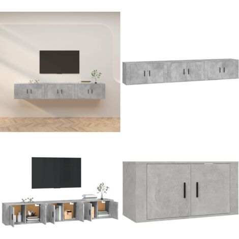 TV-Wandschränke 3 Stk. Betongrau 80x34,5x40 cm - TV-Schrank - Beton Grau - Wandregal - Wohnzimmereinrichtung - Fernsehschrank - Home & Living (1/5)
