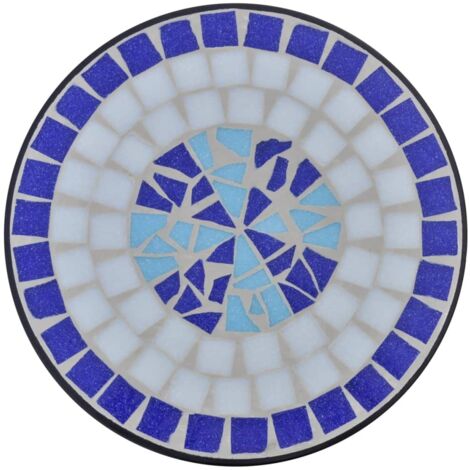 Mosaik-Beistelltisch Für Terrasse & Garten – 35 Cm Durchmesser, Wetterfest, Metallrahmen, Klappbar (blau)