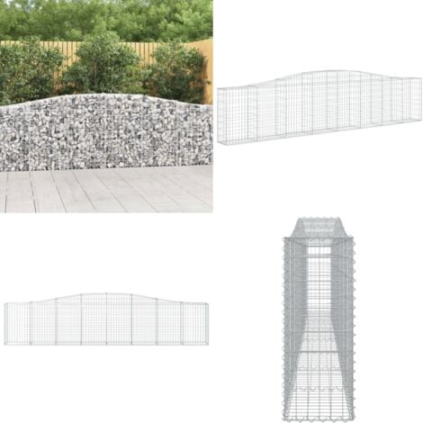 Gabione mit Hochbogen 400x30x80/100 cm Verzinktes Eisen Gabionenkorb