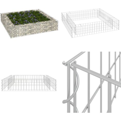 GabionenHochbeet Verzinkter Stahl 100x100x20 cm GabionenHochbeet