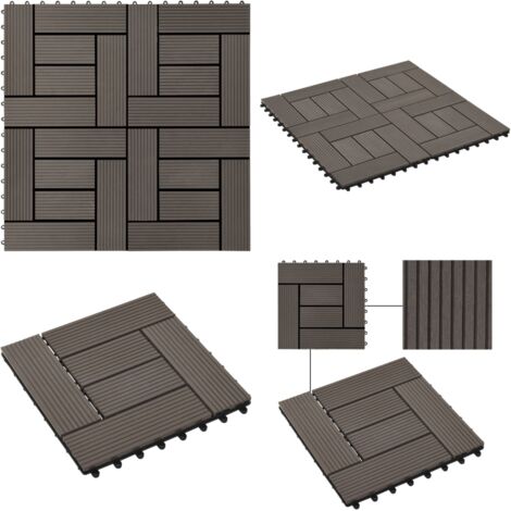 22 Stk. Terrassenfliesen 30 x 30 cm 2 qm WPC Dunkelbraun WPCFliese