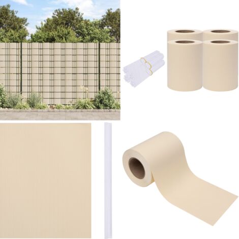 GartenSichtschutz 4 Stk. PVC 35x0,19 m Creme Zaunfoliene