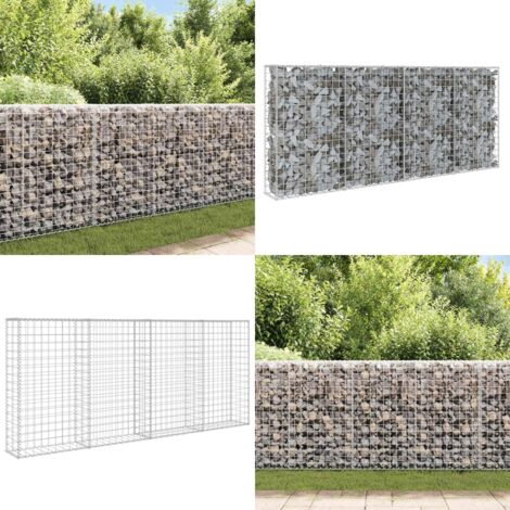 Gabionenwand mit Abdeckung Verzinkter Stahl 200×20×85 cm Gabionsystem