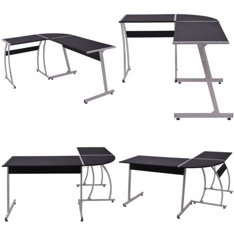 Eckschreibtisch L-förmig Schwarz - Eckschreibtisch - Schreibtisch Schwarz - Bürostuhl - Home Office - L-Formiger Schreibtisch - Home & Living